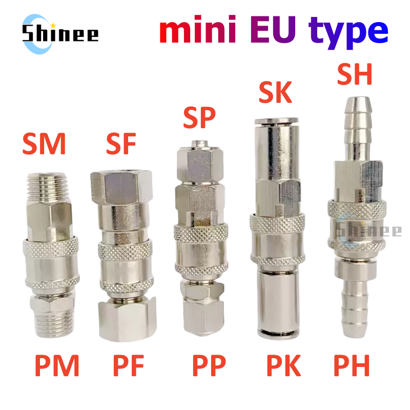 Compression Fitting Brass - EU Vollkupfer vernickelter Mini-Luftschlauch, Schnellkupplungs-Entriegelung, pneumatischer